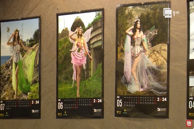 Producer Petri Bozo displays “Miss Shqiperia”2024 calendar