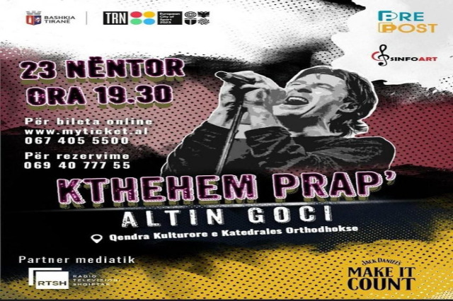 “I’m coming back”, Altin Goci concert recital on November 23