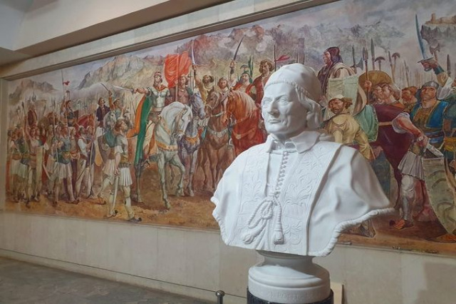 The bust of Pope Clement XI Albani placed in the National Historical Museum
