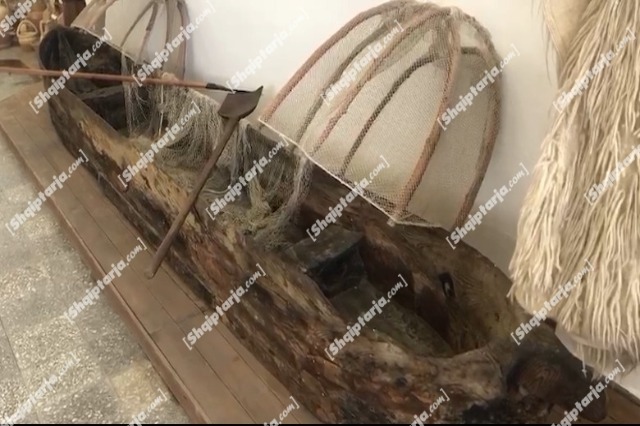 A unique boat made of pine wood about of 1872 is exhibited in the Museum of Fier