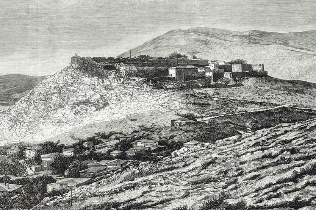 Shkodër Castle in the 1877 print of the Ambrosian Library of Florence