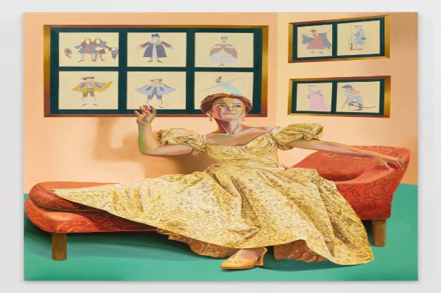 Portrait of the soprano Ermonela Jaho in the gallery of the Metropolitan Opera of New York