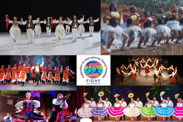 “International Folk Festival Tirana”, with 10 folk ensembles on stage from different countries