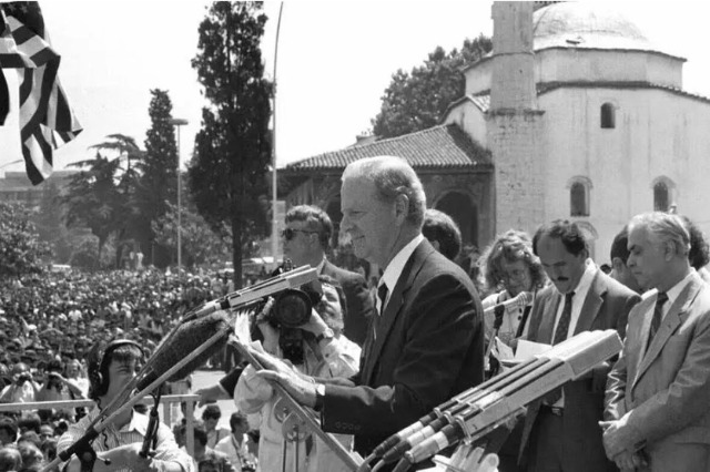 James Baker was the first senior US official to visit post-communist Albania on June 22, 1991