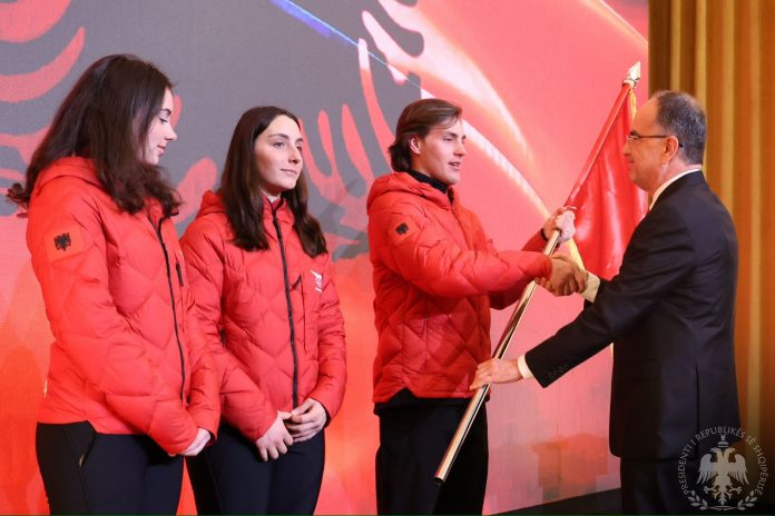 Begaj hands national flag to Albanian team for 2026 Winter Olympics