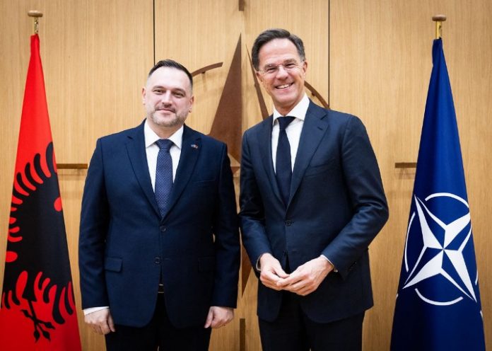 NATO chief Rutte meets Albanian Defence Minister Nufi in Brussels