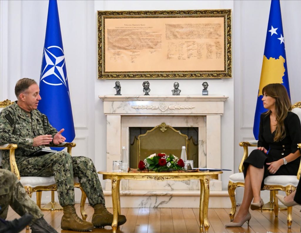 Kosova acting president Haxhiu discusses NATO membership with Admiral Wikoff