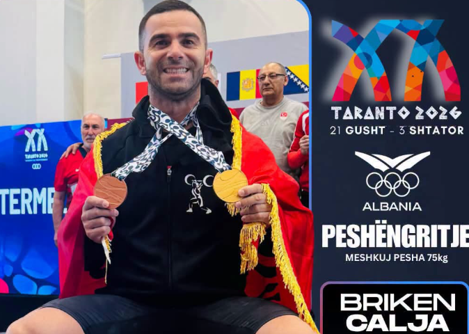 Taranto 2026: Begaj congratulates weightlifter Calja on new record