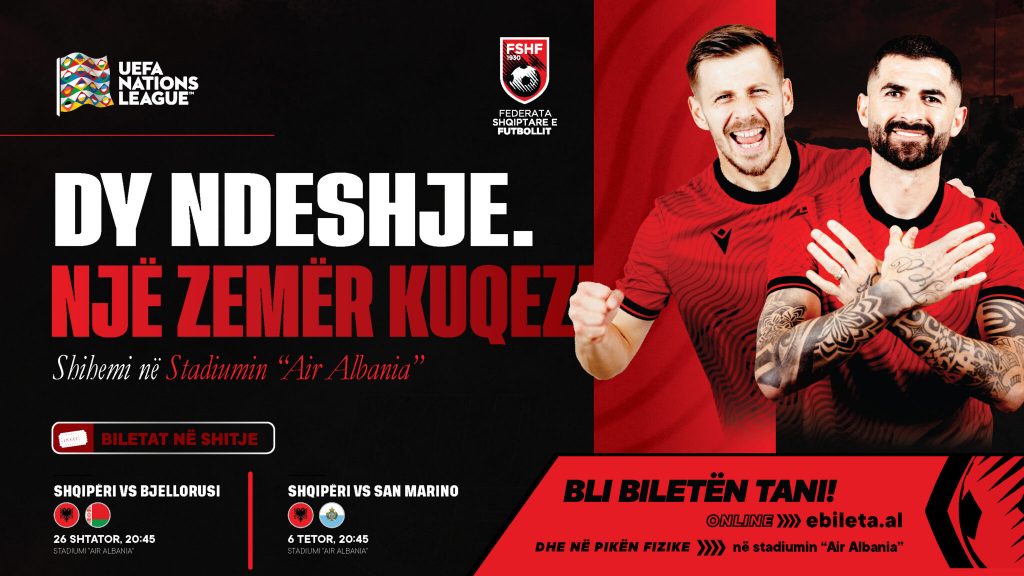 Tickets for Albania’s Nations League matches against Belarus and San Marino on sale at Air Albania
