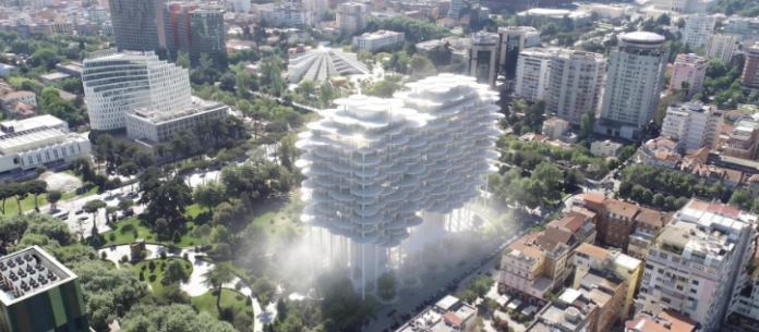 “Tirana Fountain Tower”: Mixed-Use Building and Public Space Transformation at Rinia Park