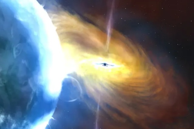 Një re gjigante gazi që gëlltitet nga një vrimë e zezë, astronomët kapin shpërthimin më të madh kozmik ndonjëherë