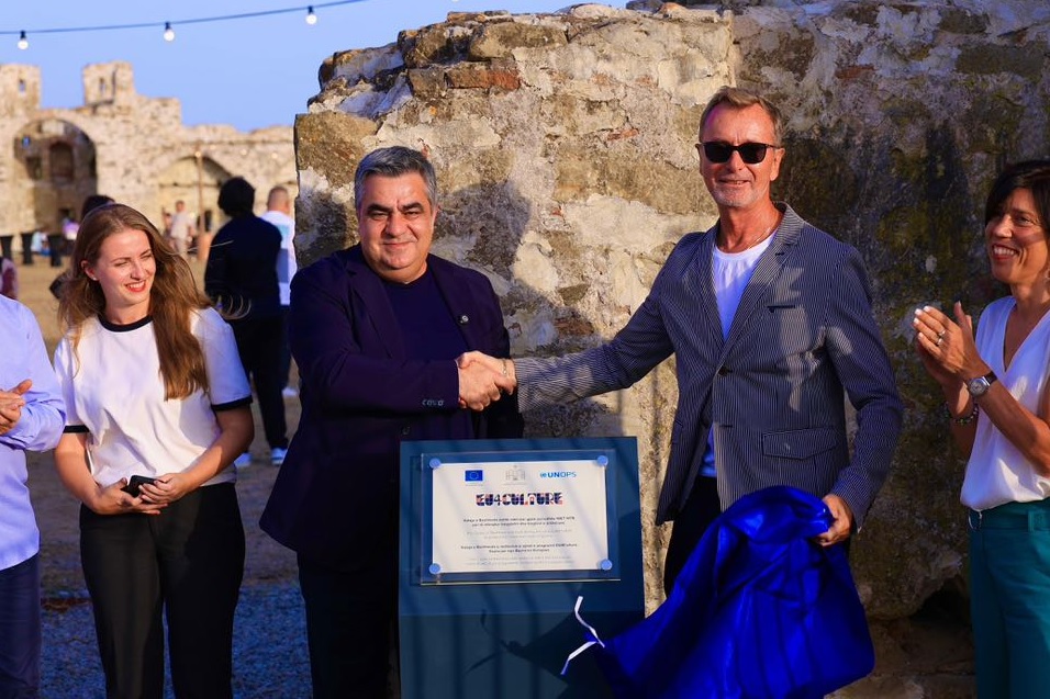 Ministri Blendi Gonxhja në ceremoninë e inaugurimit pas restaurimit të Kalasë së Bashtovës