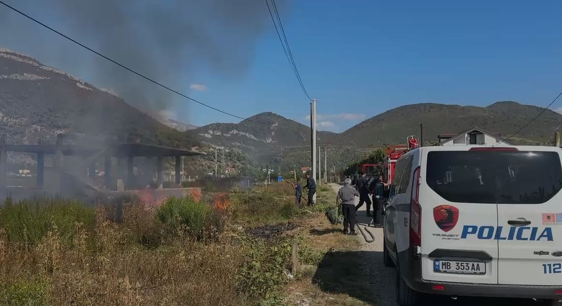 Zjarri përfshin shkurret në një zonë të banuar në Lezhë, zjarrfikësit vënë nën kontroll flakët