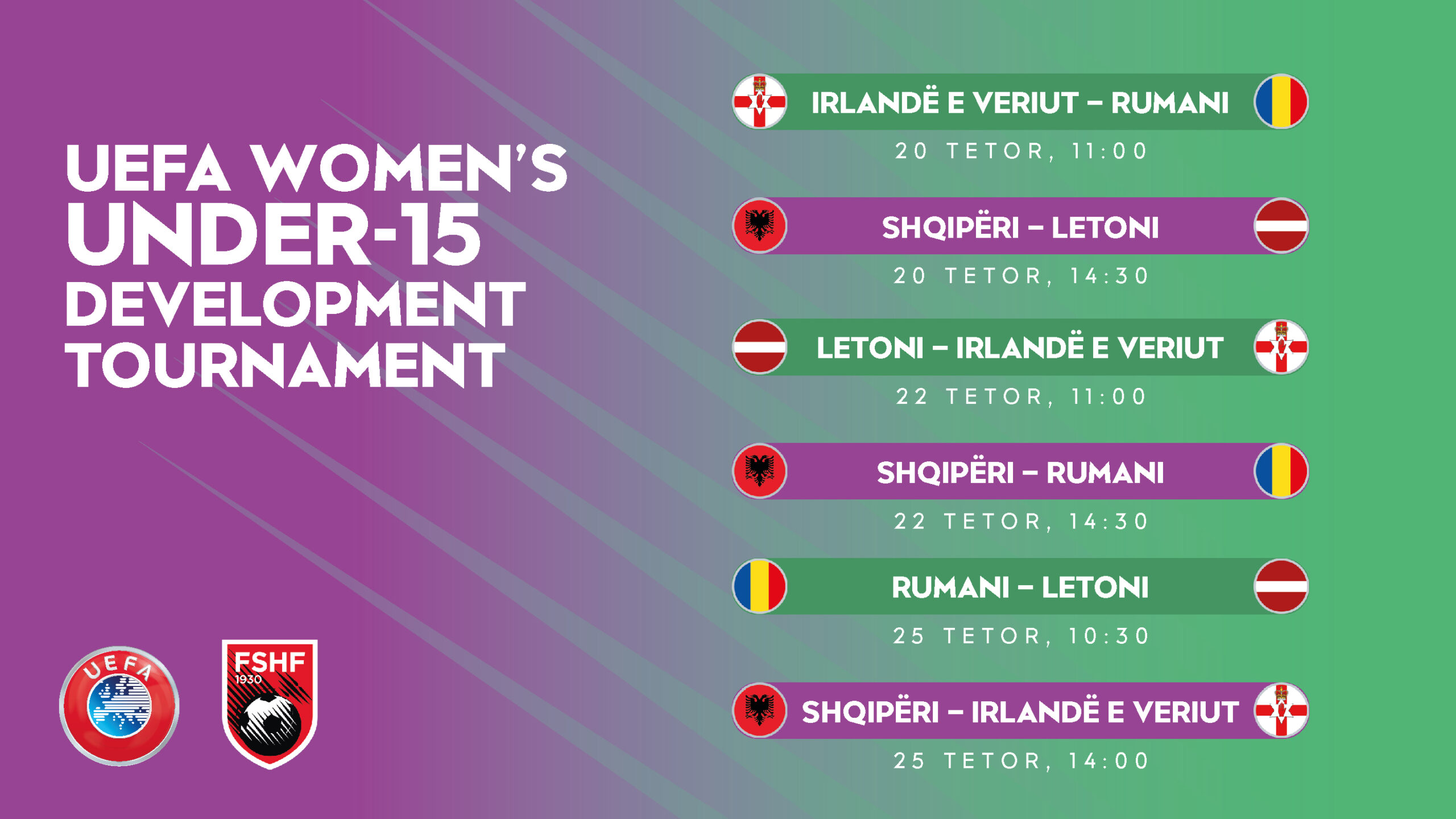 FSHF organizon turneun UEFA Women’s U-15, ndeshjet luhen në “Shtëpinë e Futbollit”
