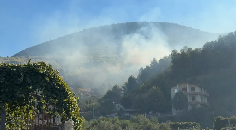 Zjarri aktiv në malin e Manatisë, flakët u afrohen banesave, nis ndërhyrja nga ajri